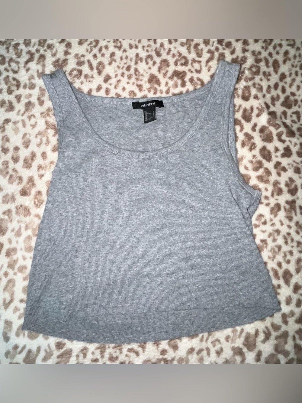 Forever 21 Gray Ribbed Scoop Neck Crop Tank